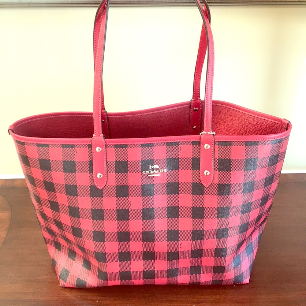 Coach Buffalo Plaid Reversible Tote
